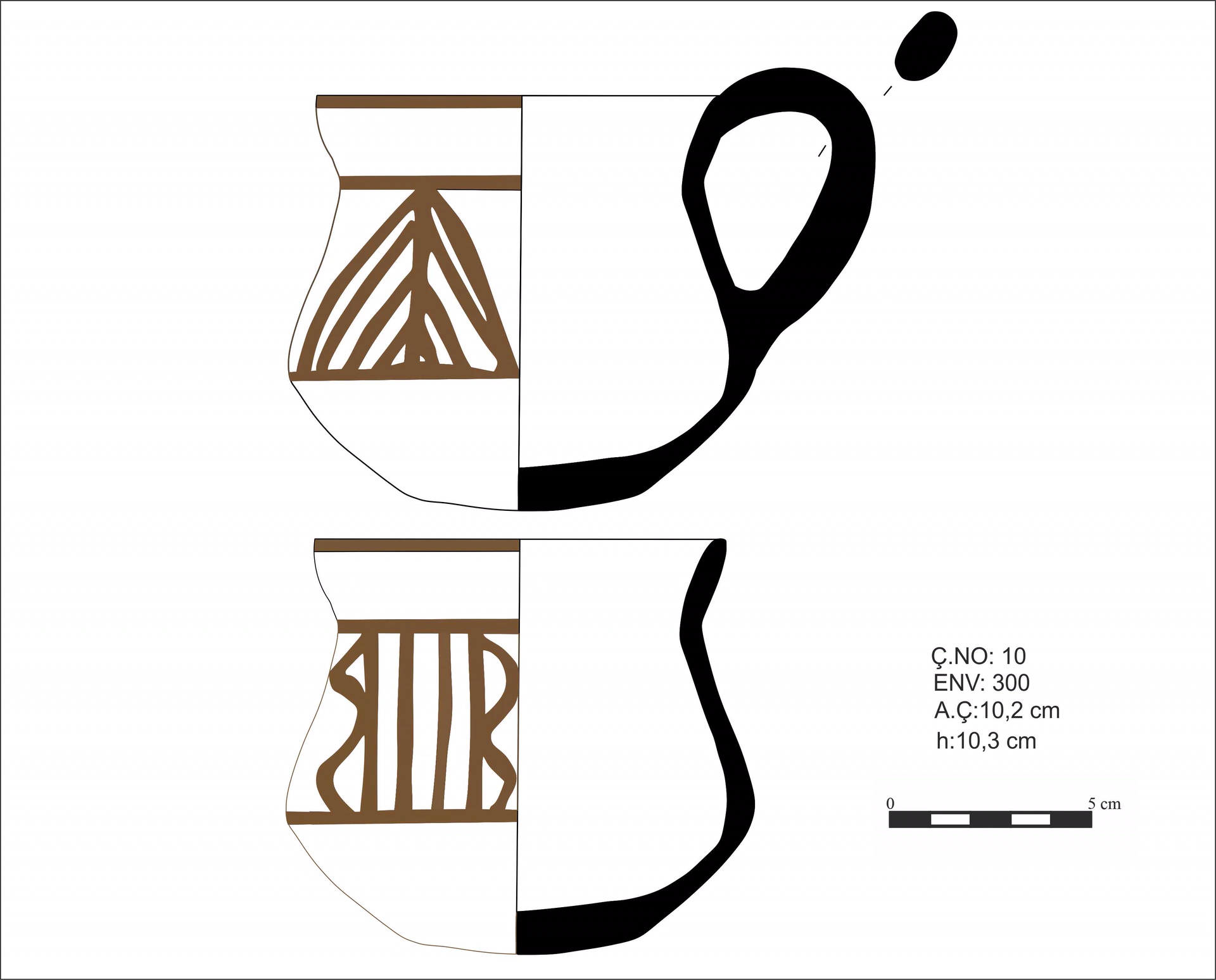 Iron Age(Anatolian and Mezopotamia) Ceramic #1381 technical drawing